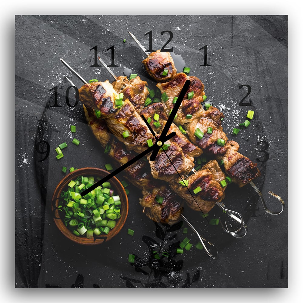 Wanduhr 30x30 - Kebab auf Spießen