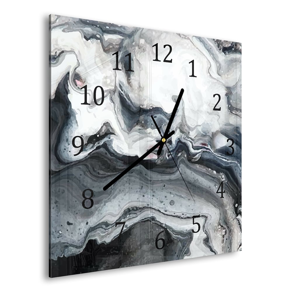 Wanduhr 30x30 - Marmor-Wellenmuster