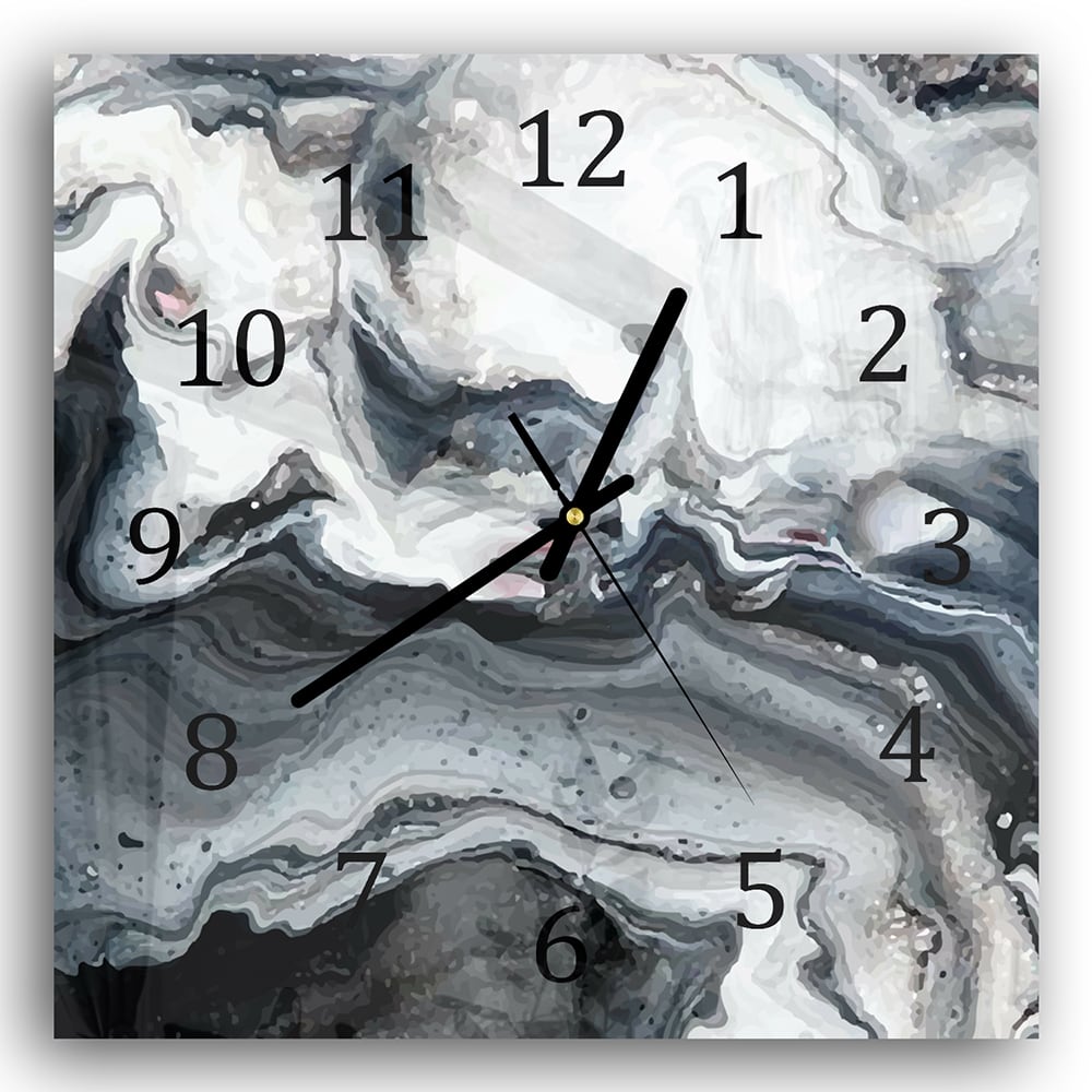 Wanduhr 30x30 - Marmor-Wellenmuster