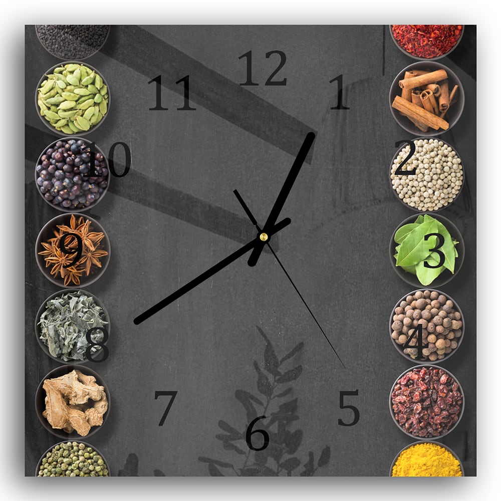 Wanduhr 30x30 - Verschiedene Kräuter