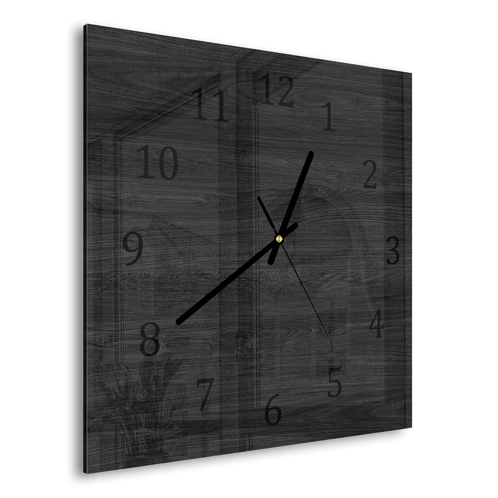 Wanduhr 30x30 - Schwarzes Holz