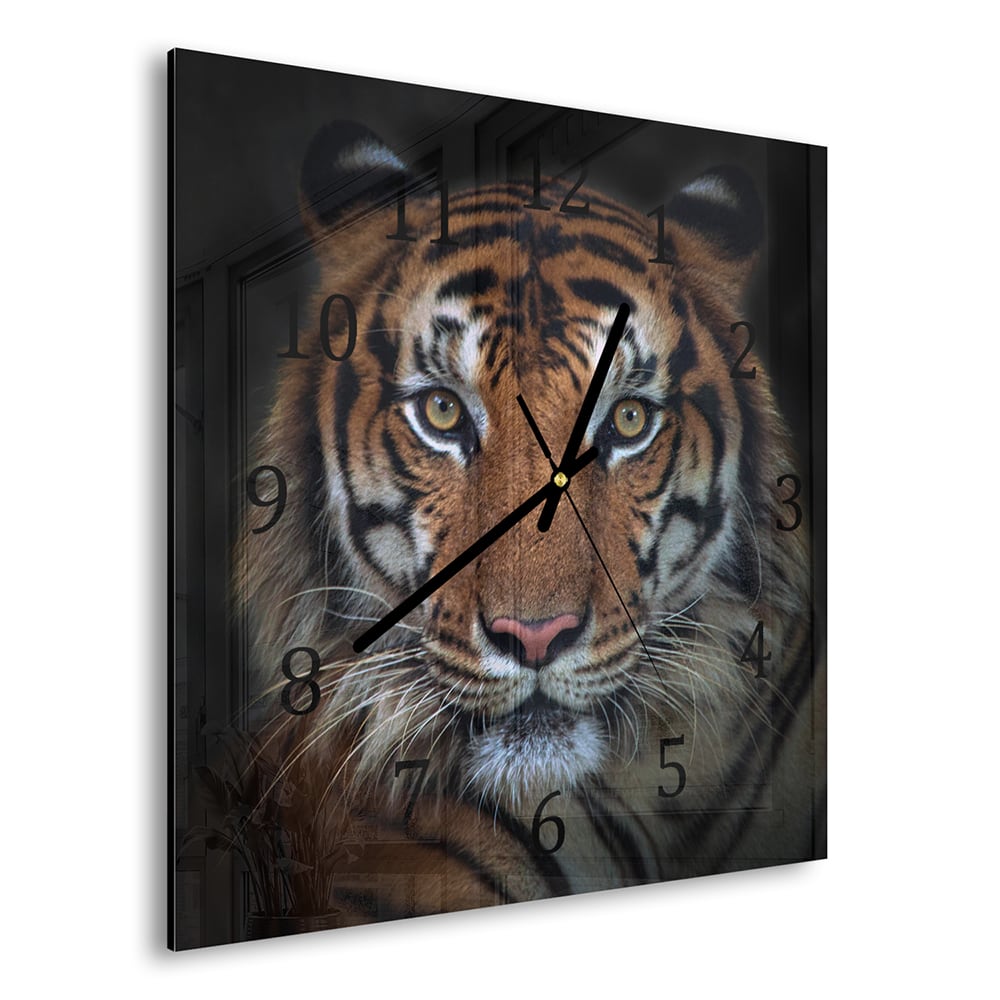 Wanduhr 30x30 - Sumatra böser Tiger