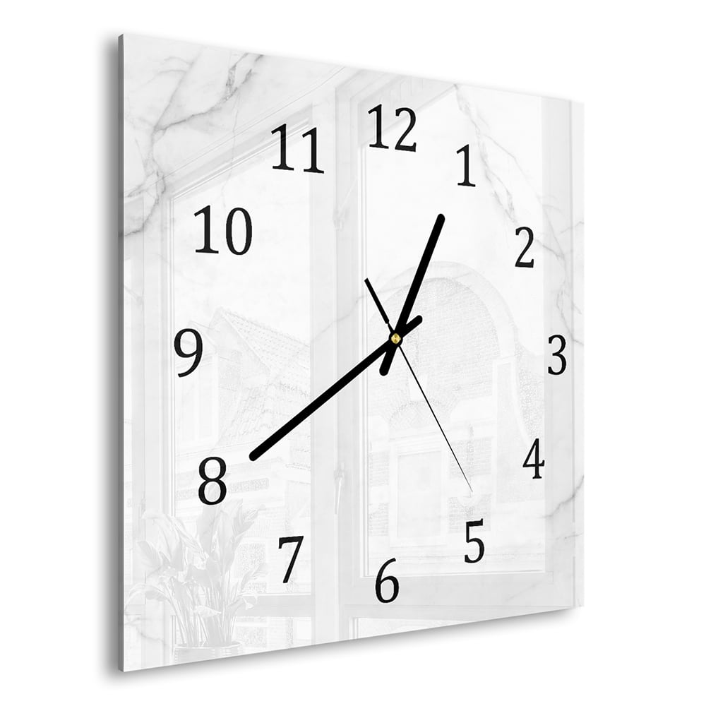 Wanduhr 30x30 - Milchweißer Marmor