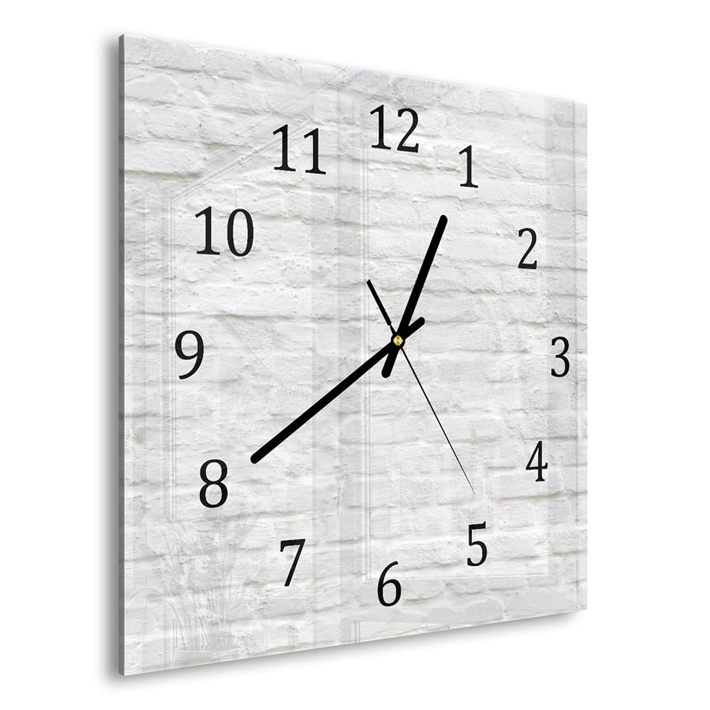 Wanduhr 30x30 - Weiße Steinmauer