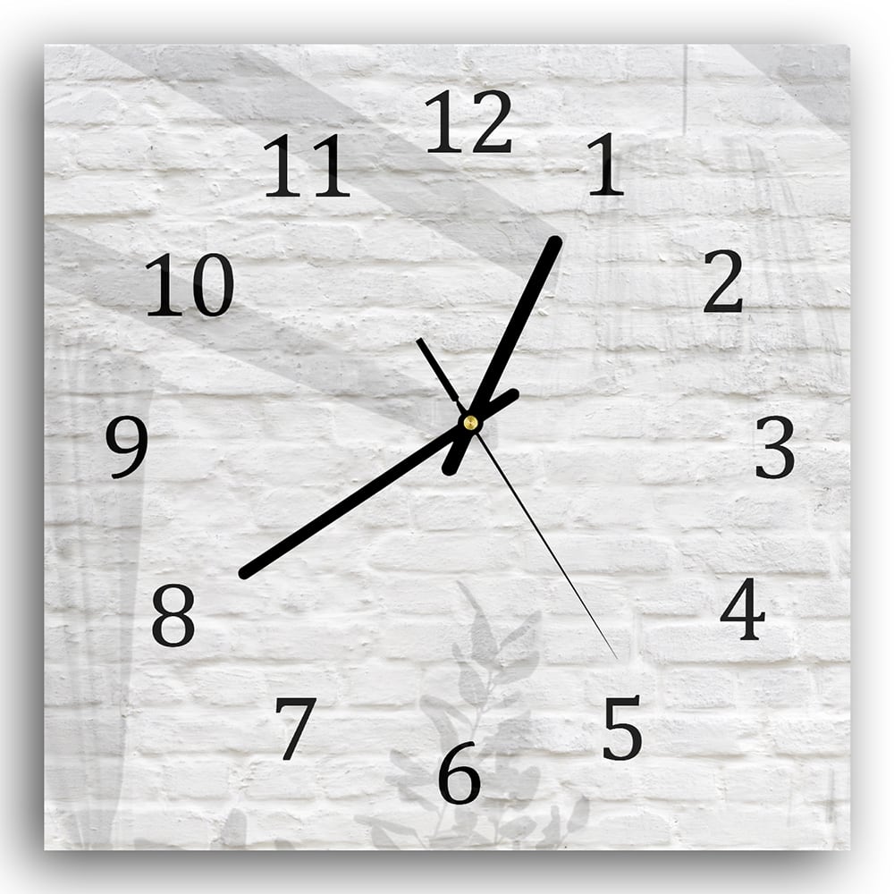 Wanduhr 30x30 - Weiße Steinmauer