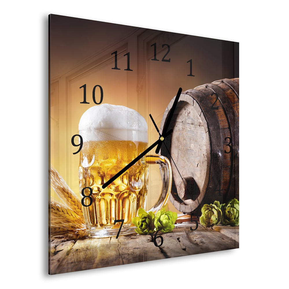 Wanduhr 30x30 - Bier im Fass