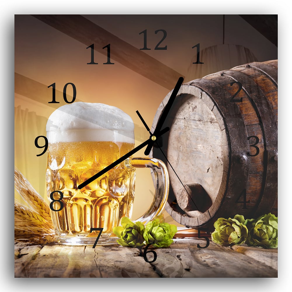 Wanduhr 30x30 - Bier im Fass