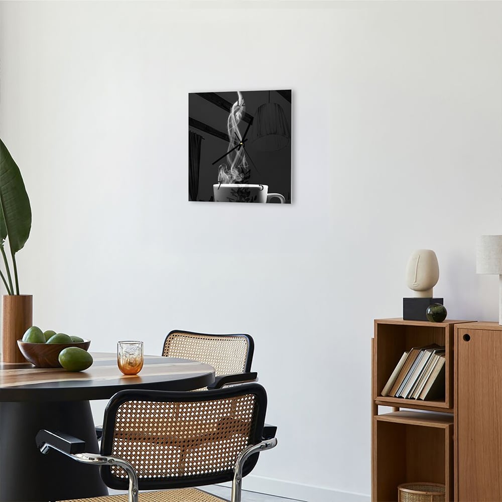 Wanduhr 30x30 - Kaffee mit Dampf