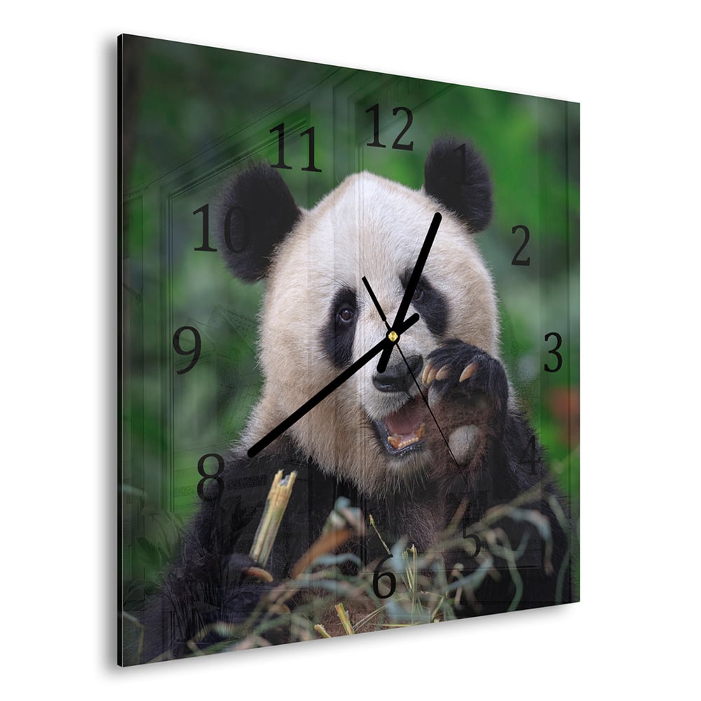 Wanduhr 30x30 - Glücklicher Panda