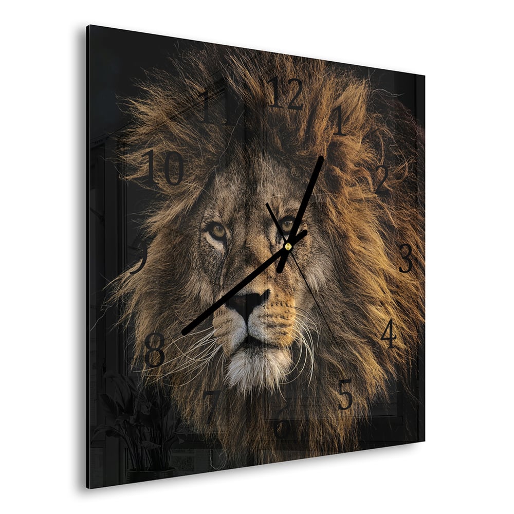 Wanduhr 30x30 - Löwe im Schatten
