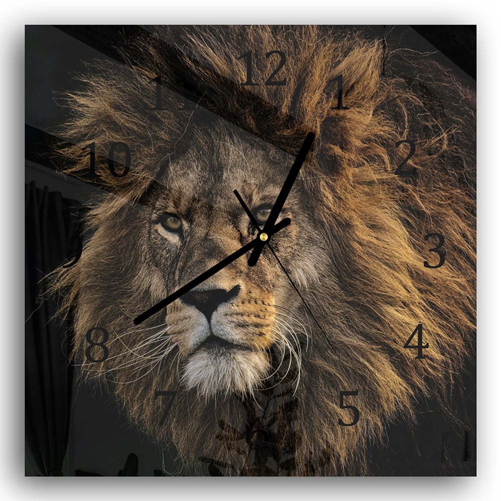 Wanduhr 30x30 - Löwe im Schatten