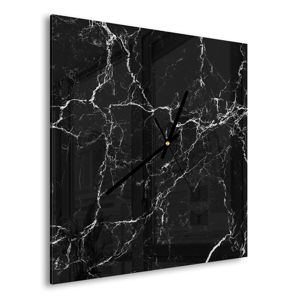 Wanduhr 30x30 - Nacht-Marmor