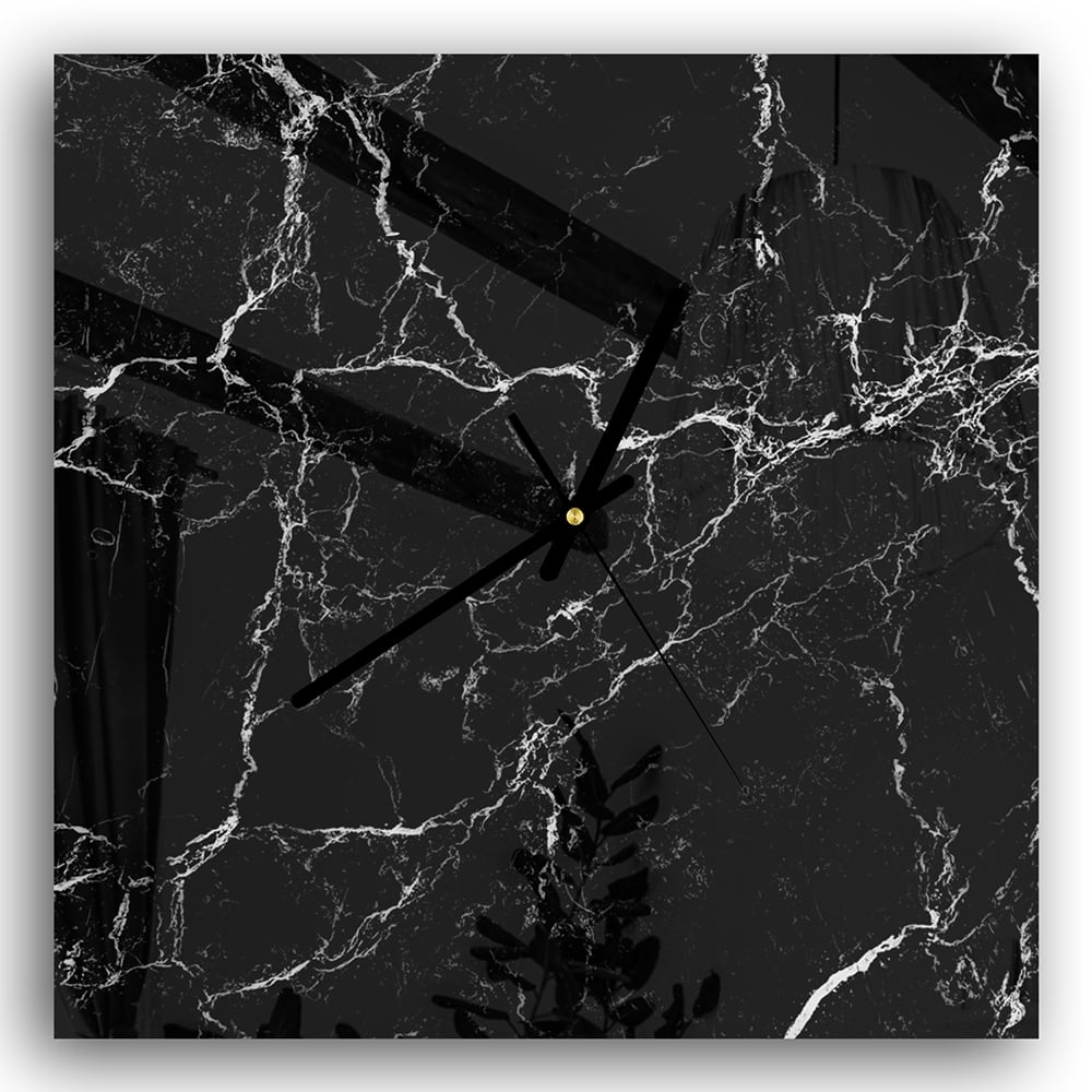Wanduhr 30x30 - Nacht-Marmor
