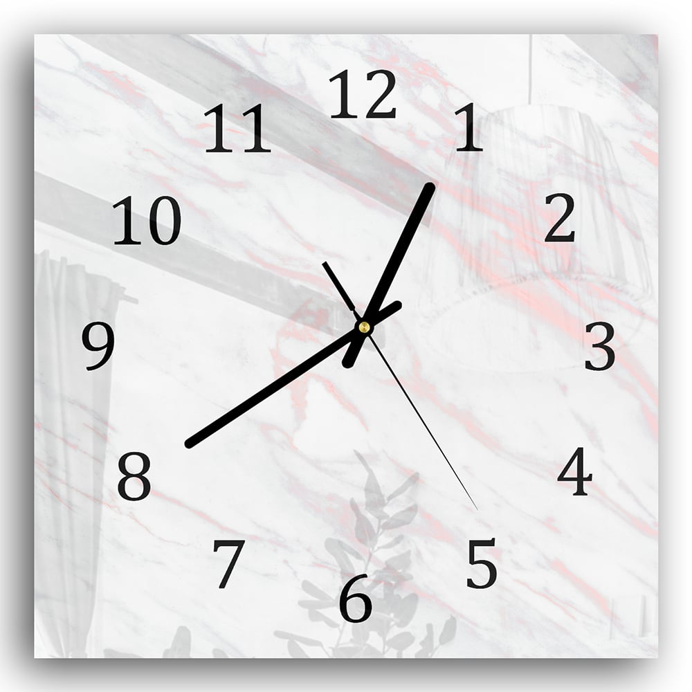 Wanduhr 30x30 - Rosa und weißer Marmor