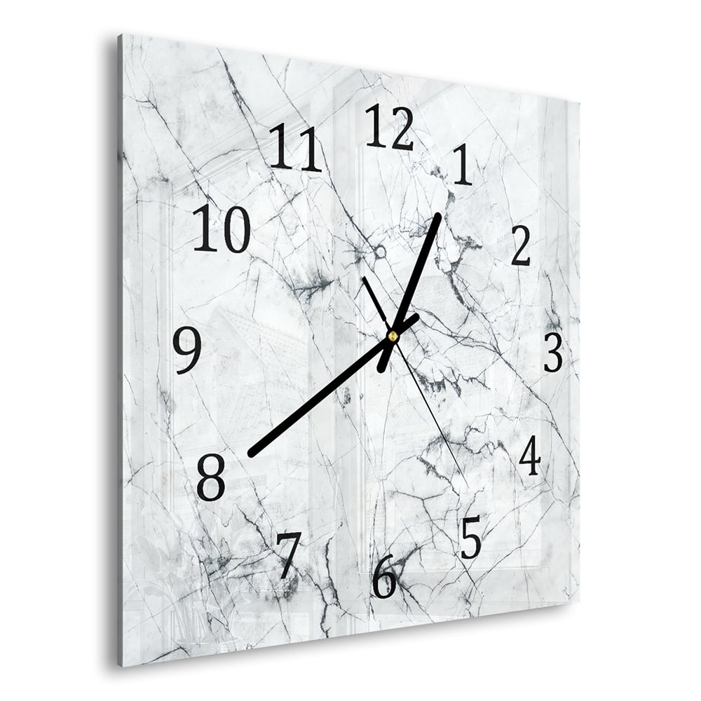 Wanduhr 30x30 - Schwarz-weißer Marmor