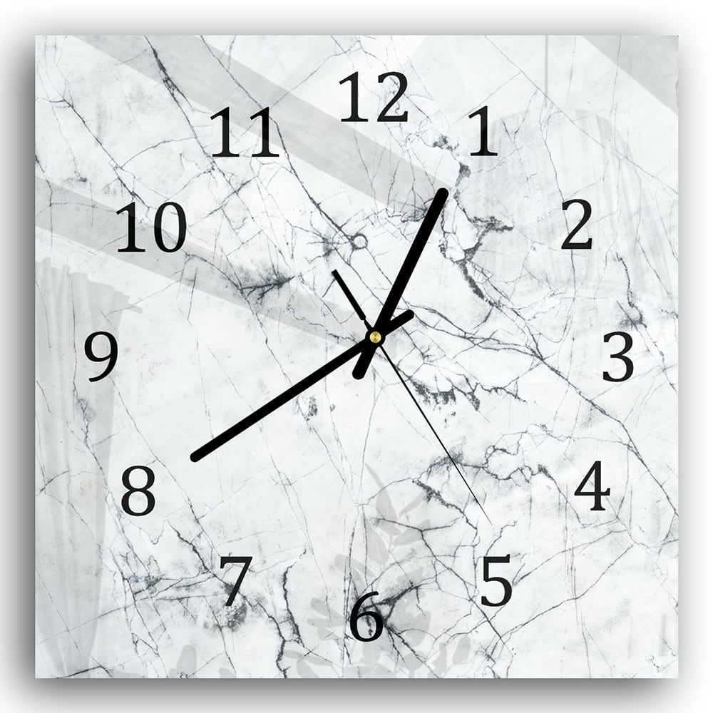 Wanduhr 30x30 - Schwarz-weißer Marmor