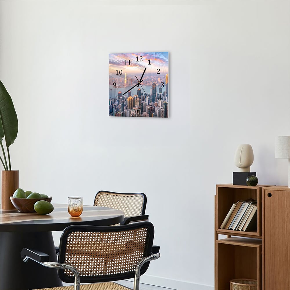 Wanduhr 30x30 - Hongkong Skyline