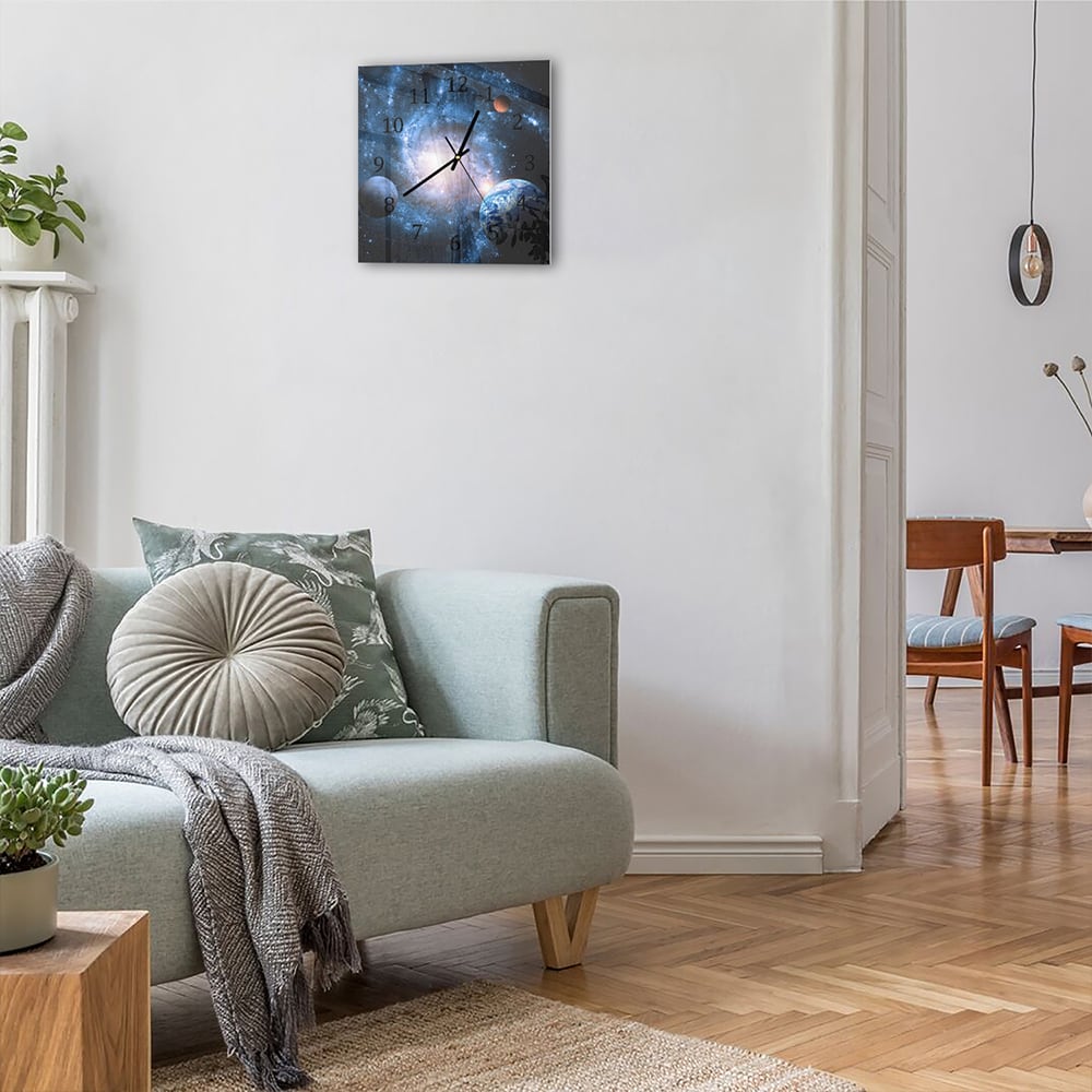 Wanduhr 30x30 - Planeten des Sonnensystems