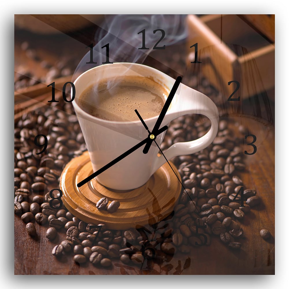 Wanduhr 30x30 - Warme Tasse Kaffee