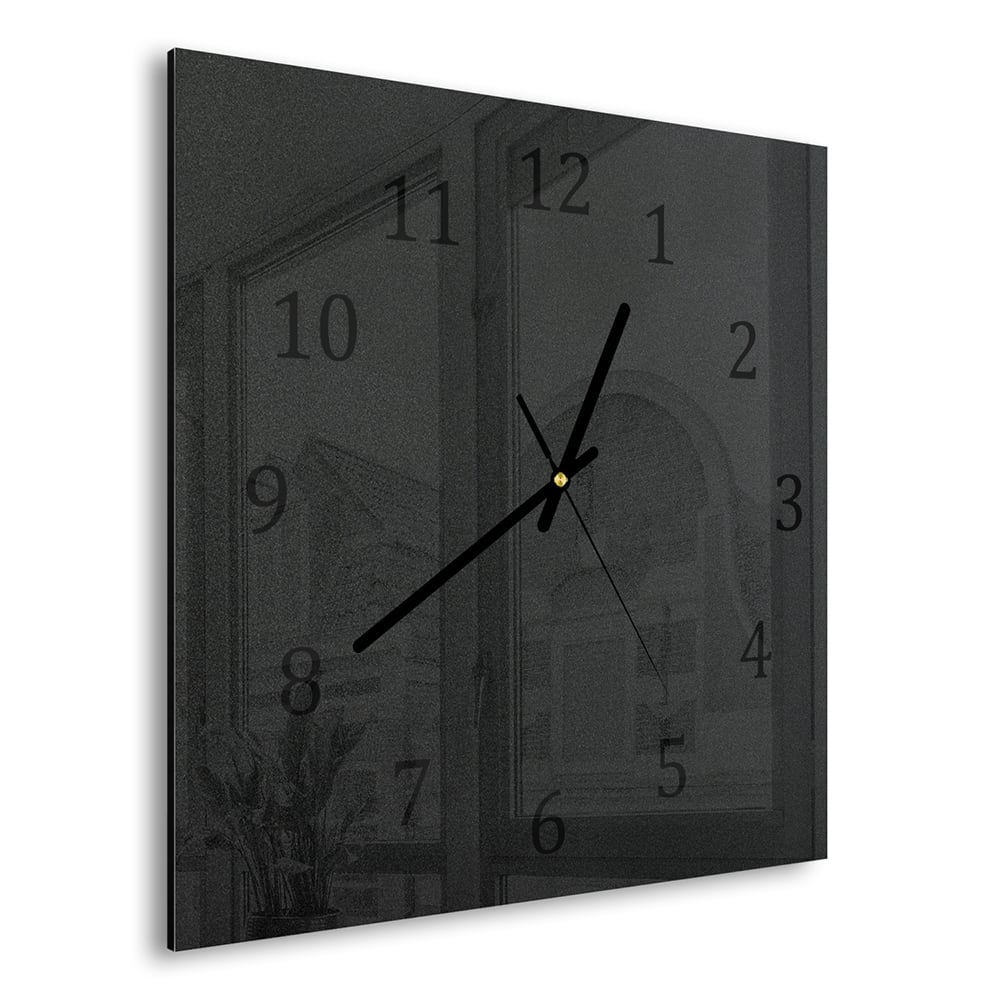 Wanduhr 30x30 - Mattschwarzer Hintergrund