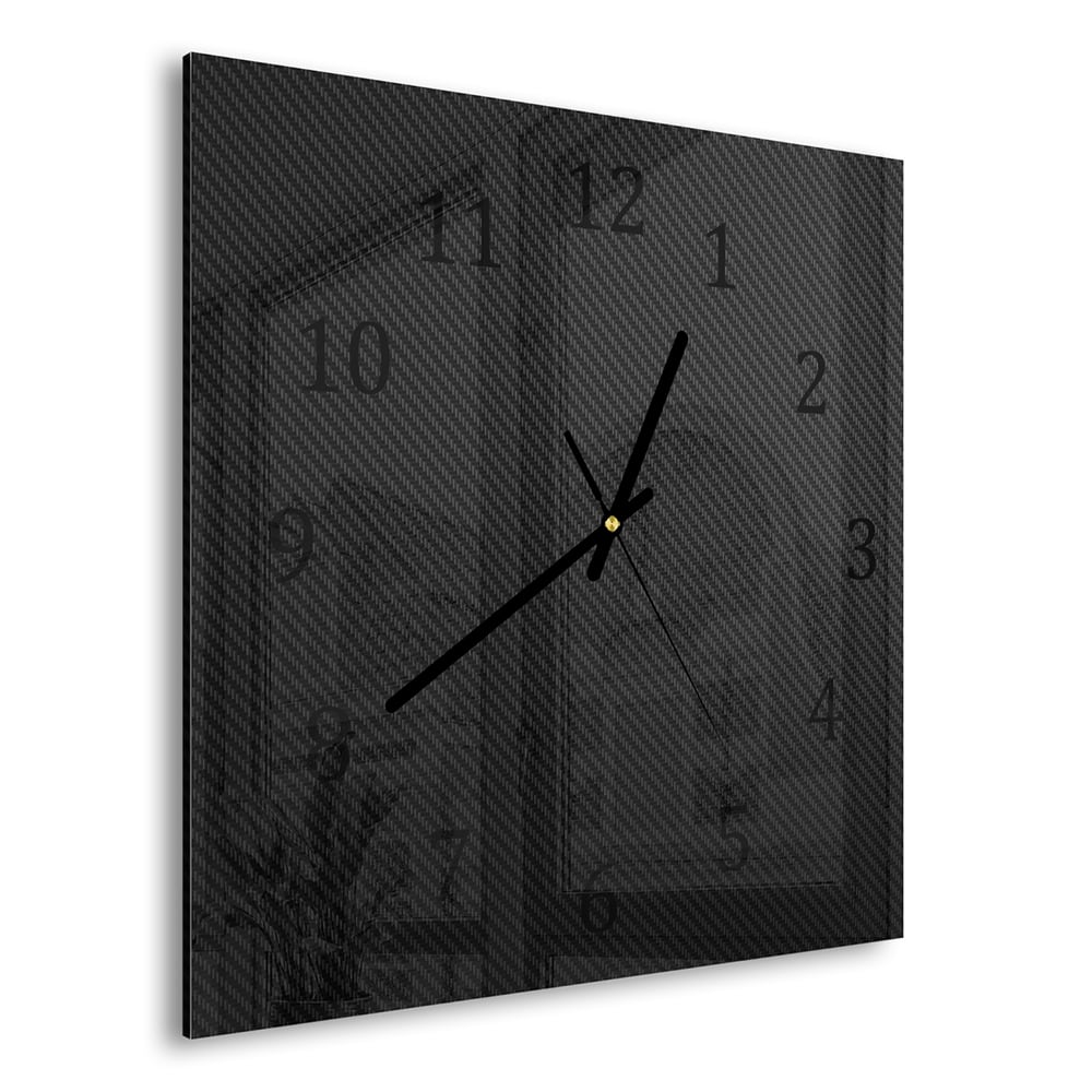 Wanduhr 30x30 - Kohlefaser