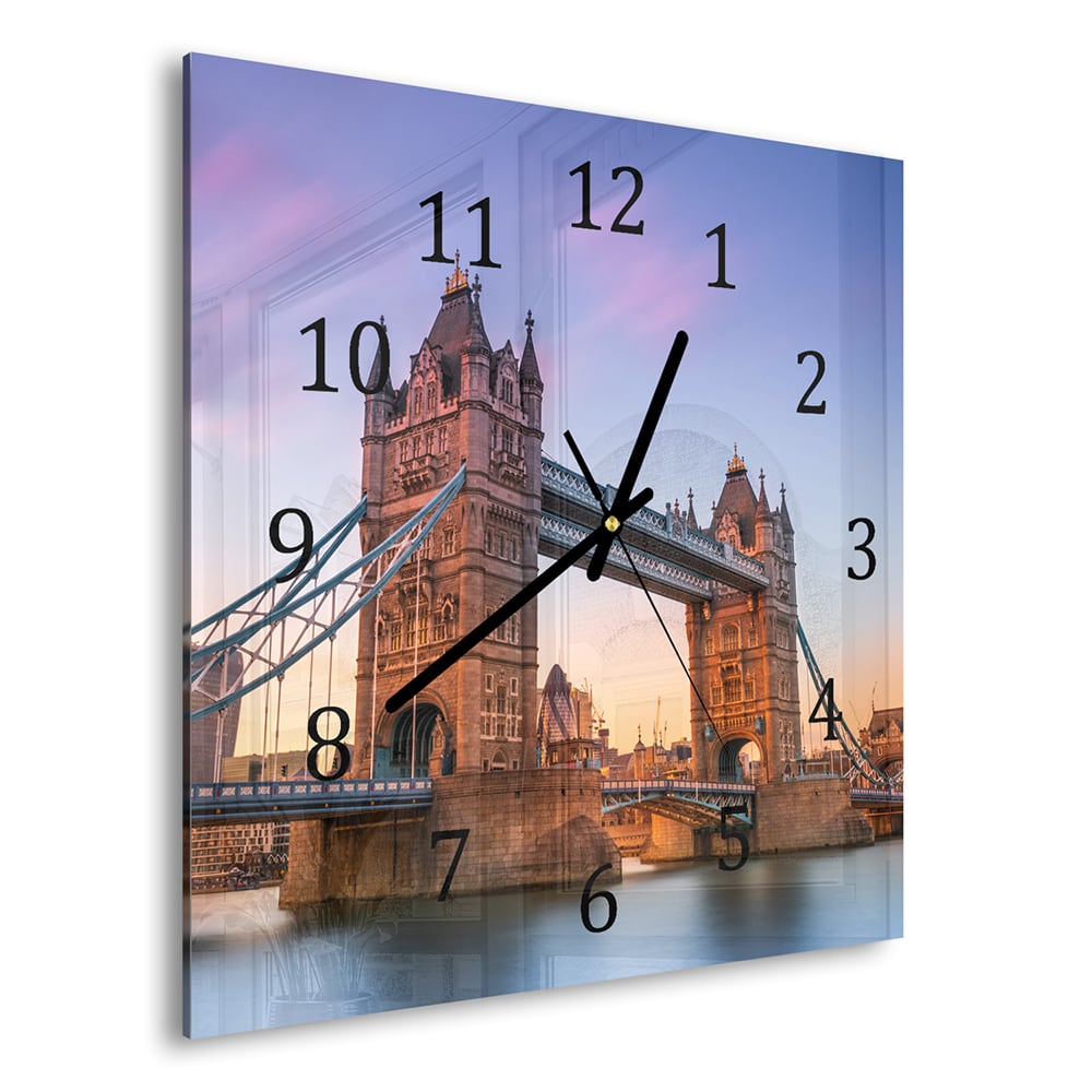 Wanduhr 30x30 - Tower Bridge bei Sonnenuntergang