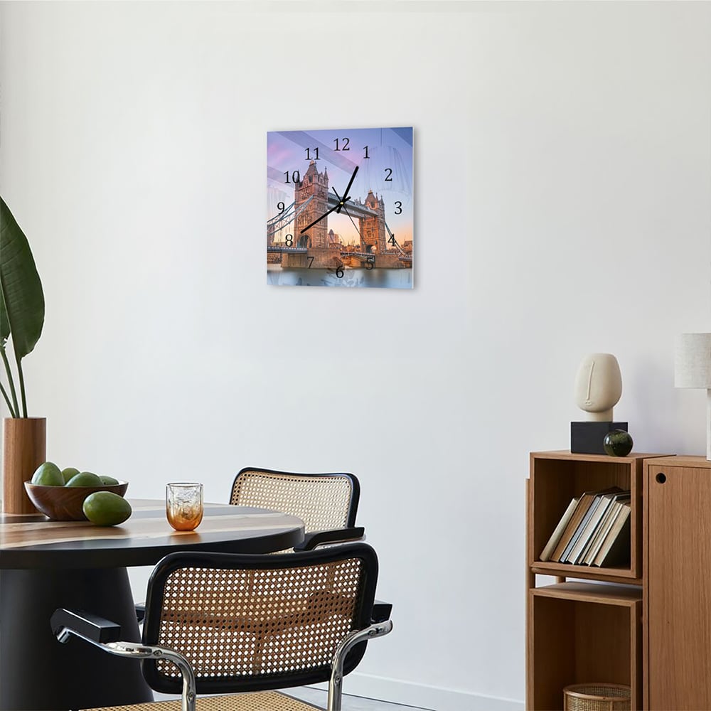 Wanduhr 30x30 - Tower Bridge bei Sonnenuntergang
