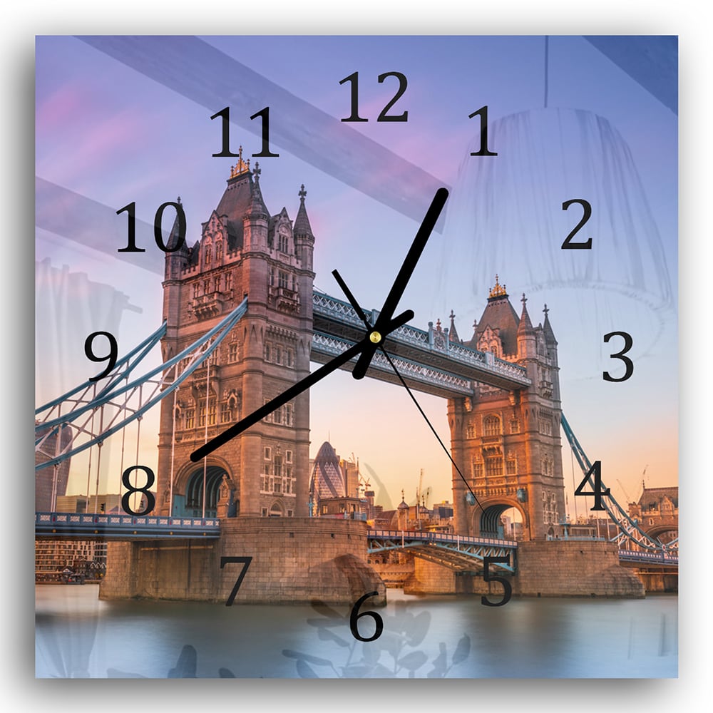 Wanduhr 30x30 - Tower Bridge bei Sonnenuntergang