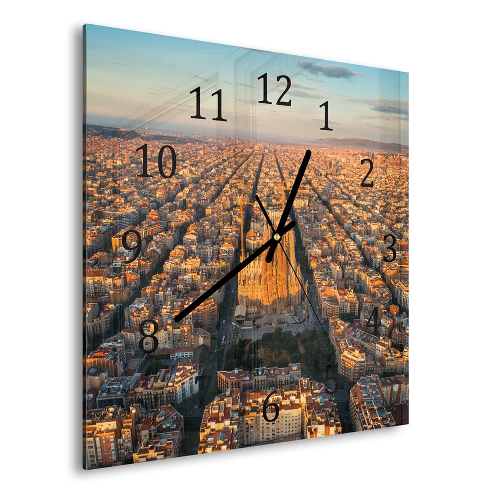 Wanduhr 30x30 - Luftaufnahme der Sagrada Familia
