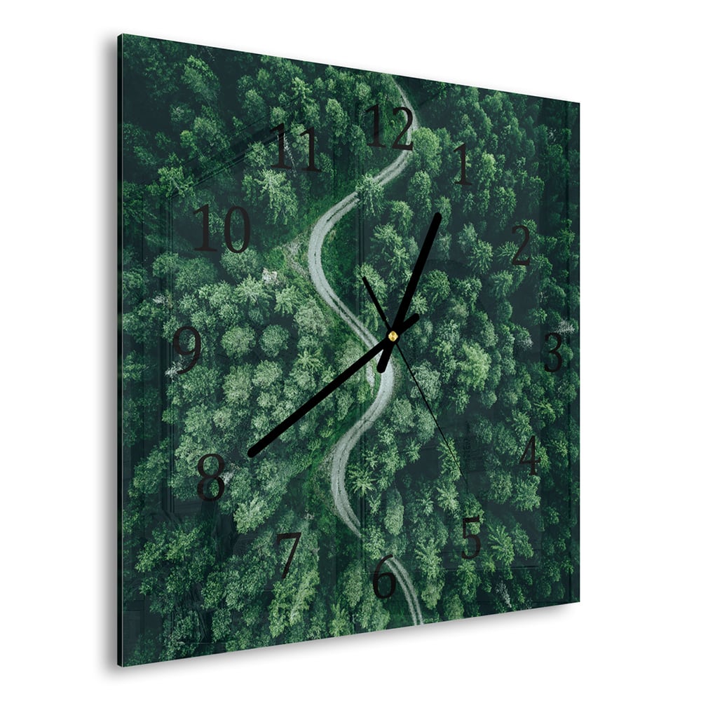 Wanduhr 30x30 - Waldstraße von oben