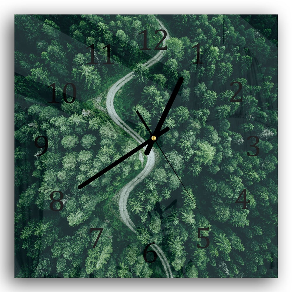 Wanduhr 30x30 - Waldstraße von oben