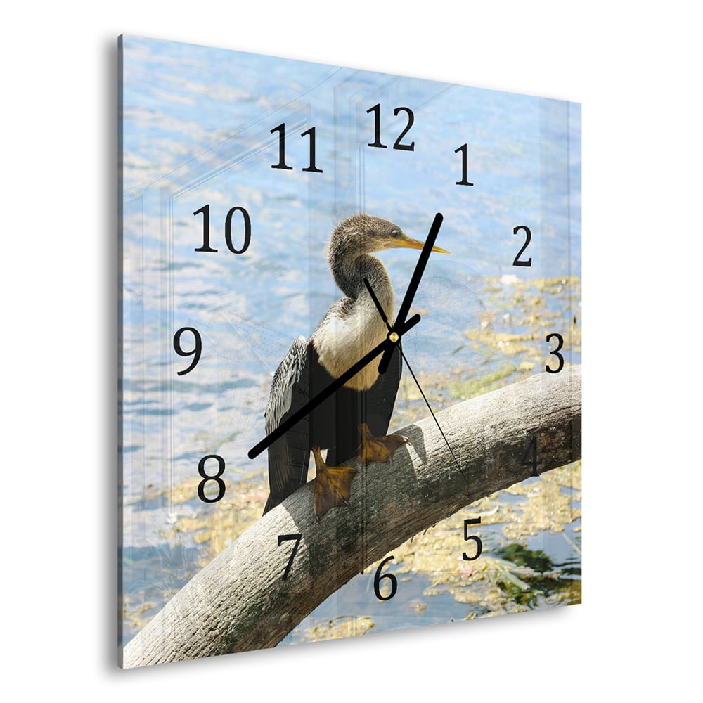 Wanduhr 30x30 - Vogel am Ufer