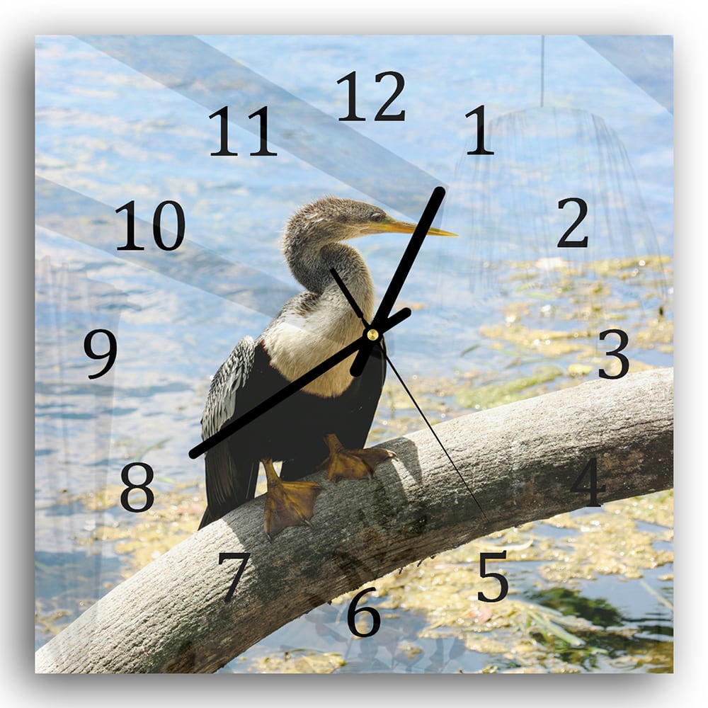 Wanduhr 30x30 - Vogel am Ufer