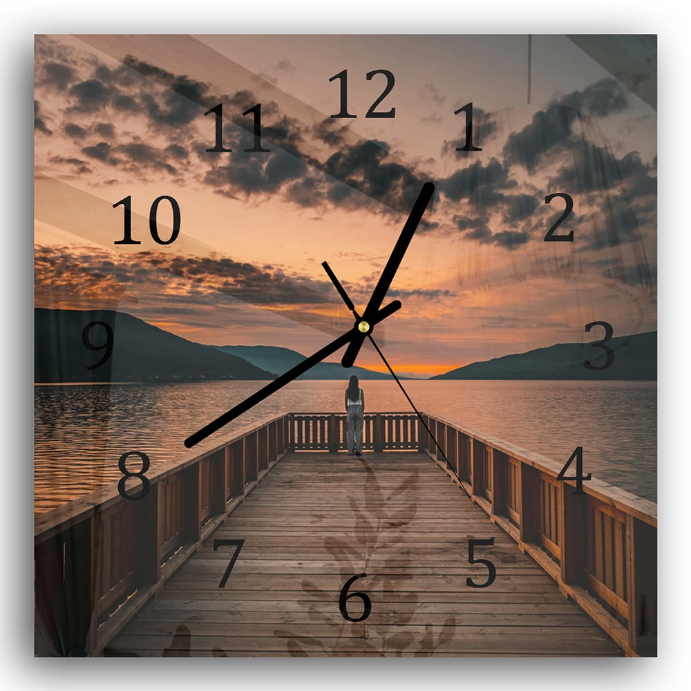 Wanduhr 30x30 - Steg am See