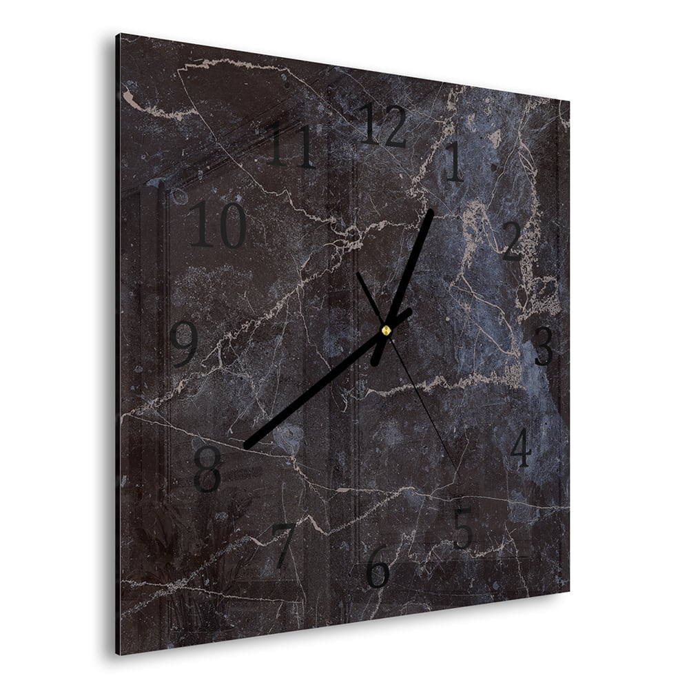 Wanduhr 30x30 - Mitternachtsblauer Marmor