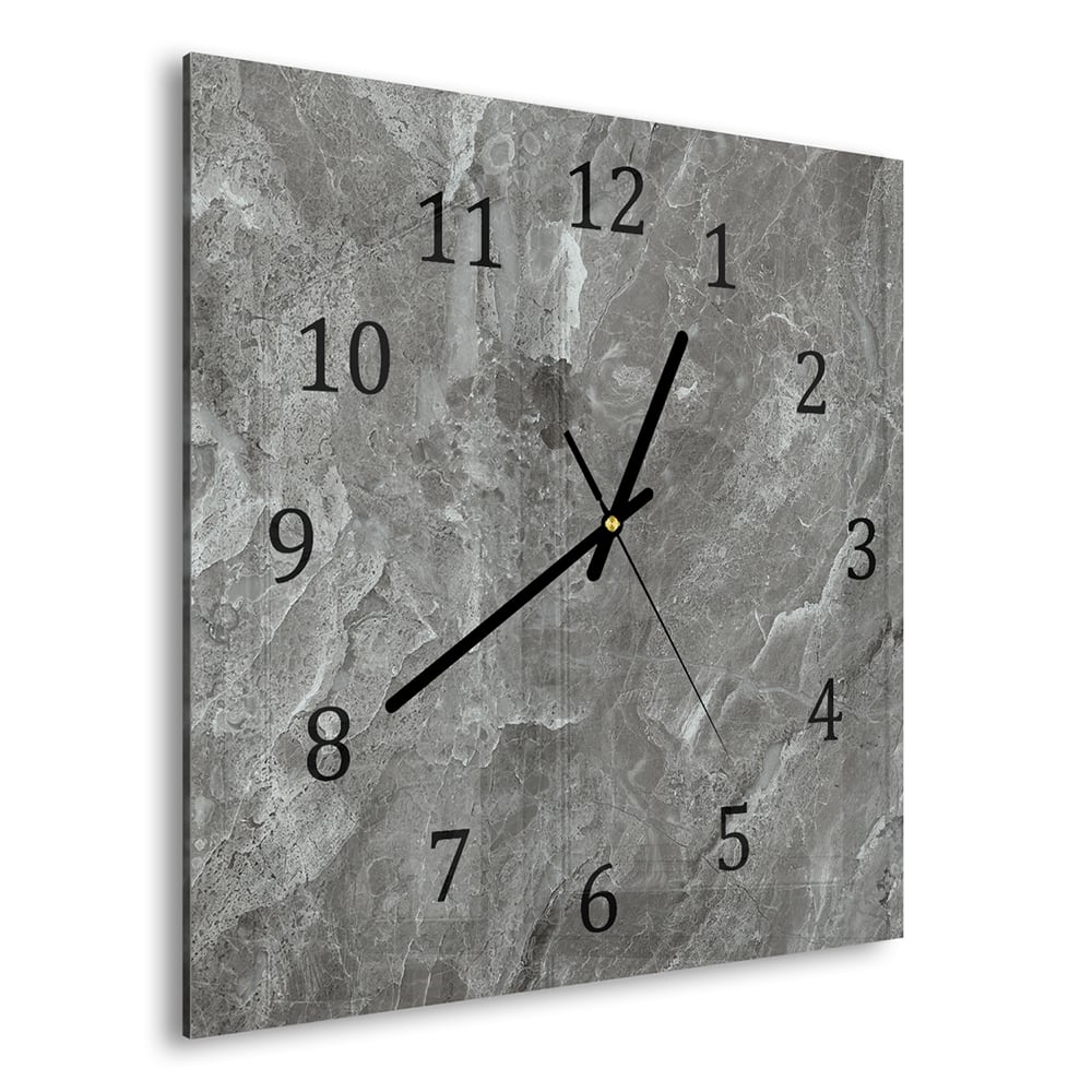 Wanduhr 30x30 - Silbergrauer Marmor