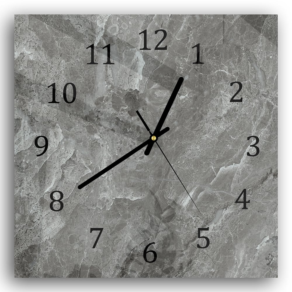 Wanduhr 30x30 - Silbergrauer Marmor