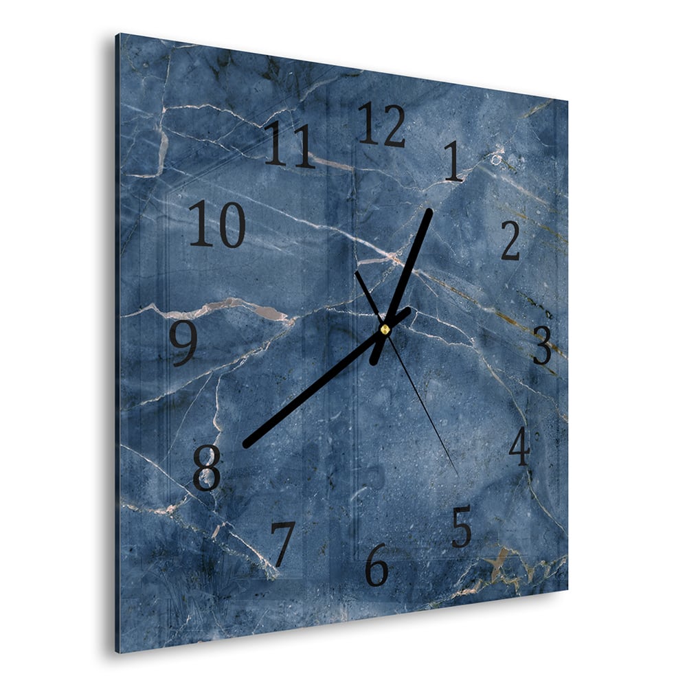 Wanduhr 30x30 - Ozeanblauer Marmor