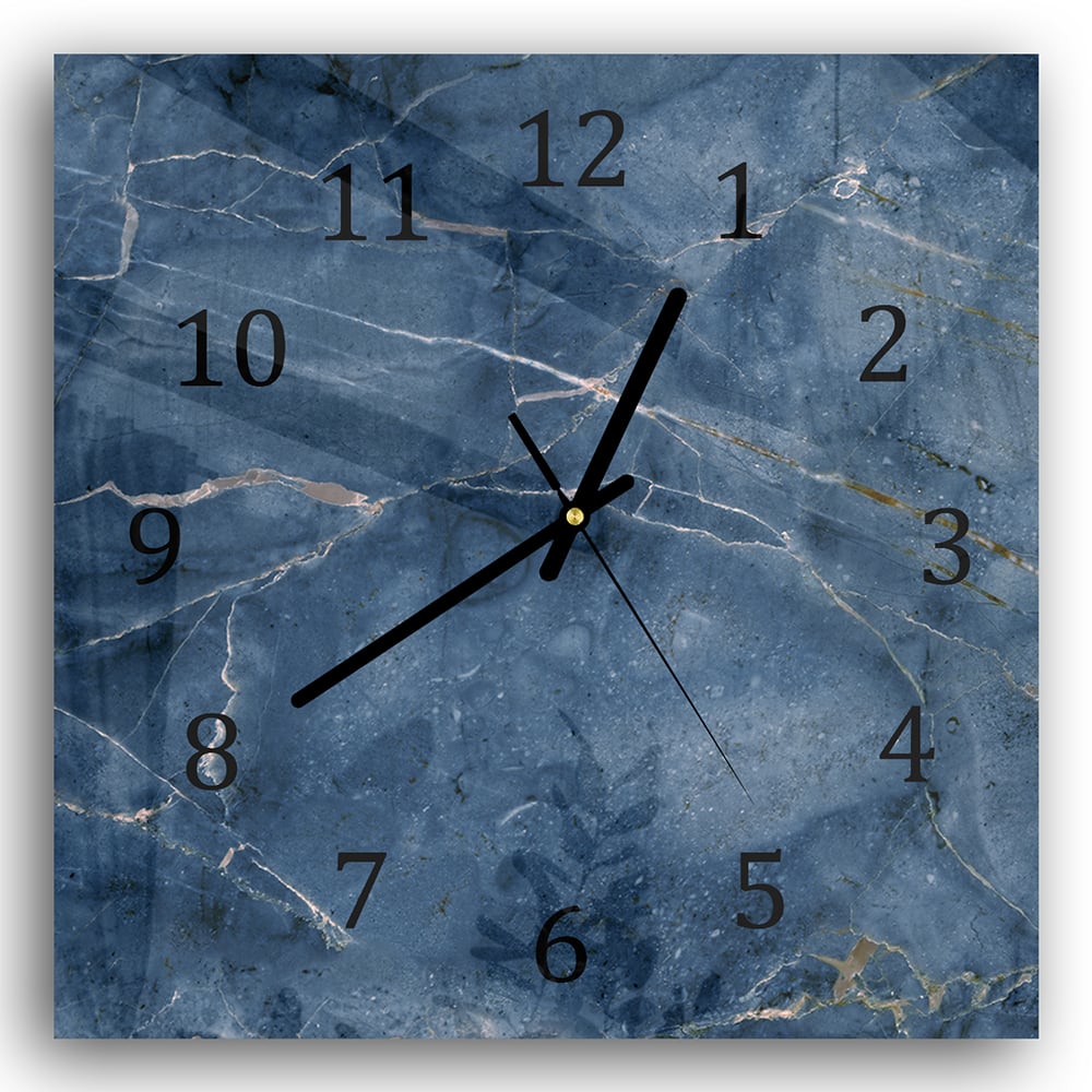 Wanduhr 30x30 - Ozeanblauer Marmor