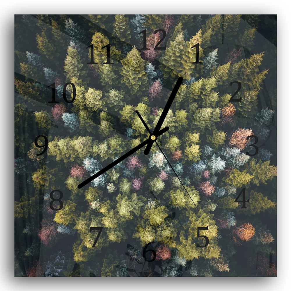 Wanduhr 30x30 - Wald von oben