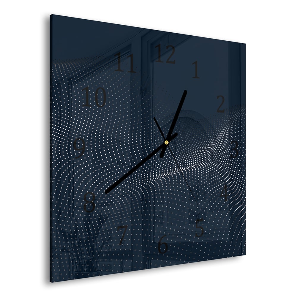 Wanduhr 30x30 - Digitale Wellen