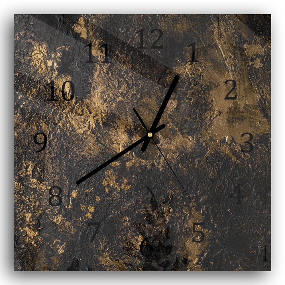 Wanduhr 30x30 - Schwarz-Gold-Textur