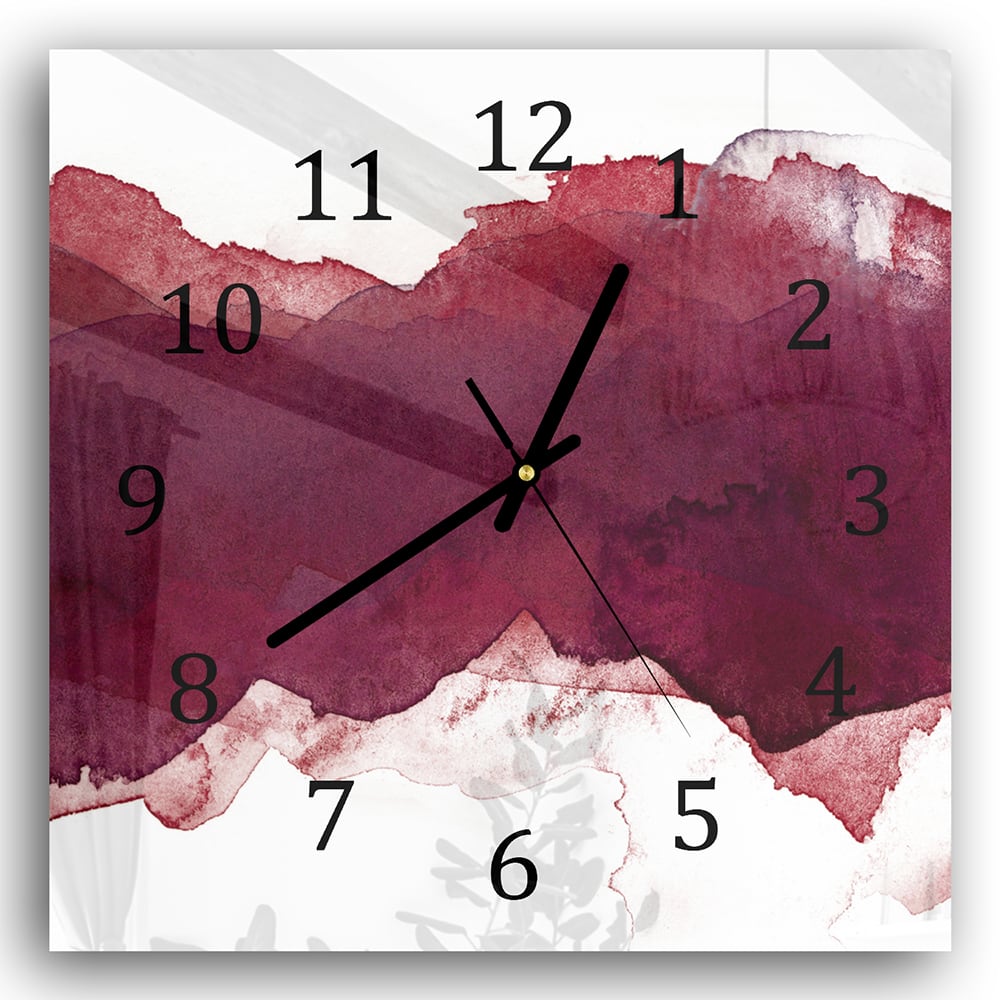 Wanduhr 30x30 - Roter Aquarellstreifen