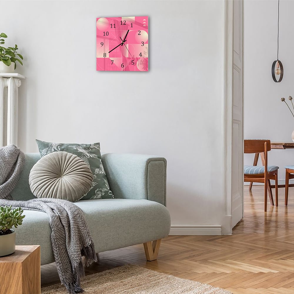 Wanduhr 30x30 - Rotes abstraktes Kunstwerk