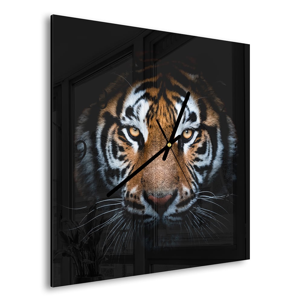 Wanduhr 30x30 - Tiger-Porträt