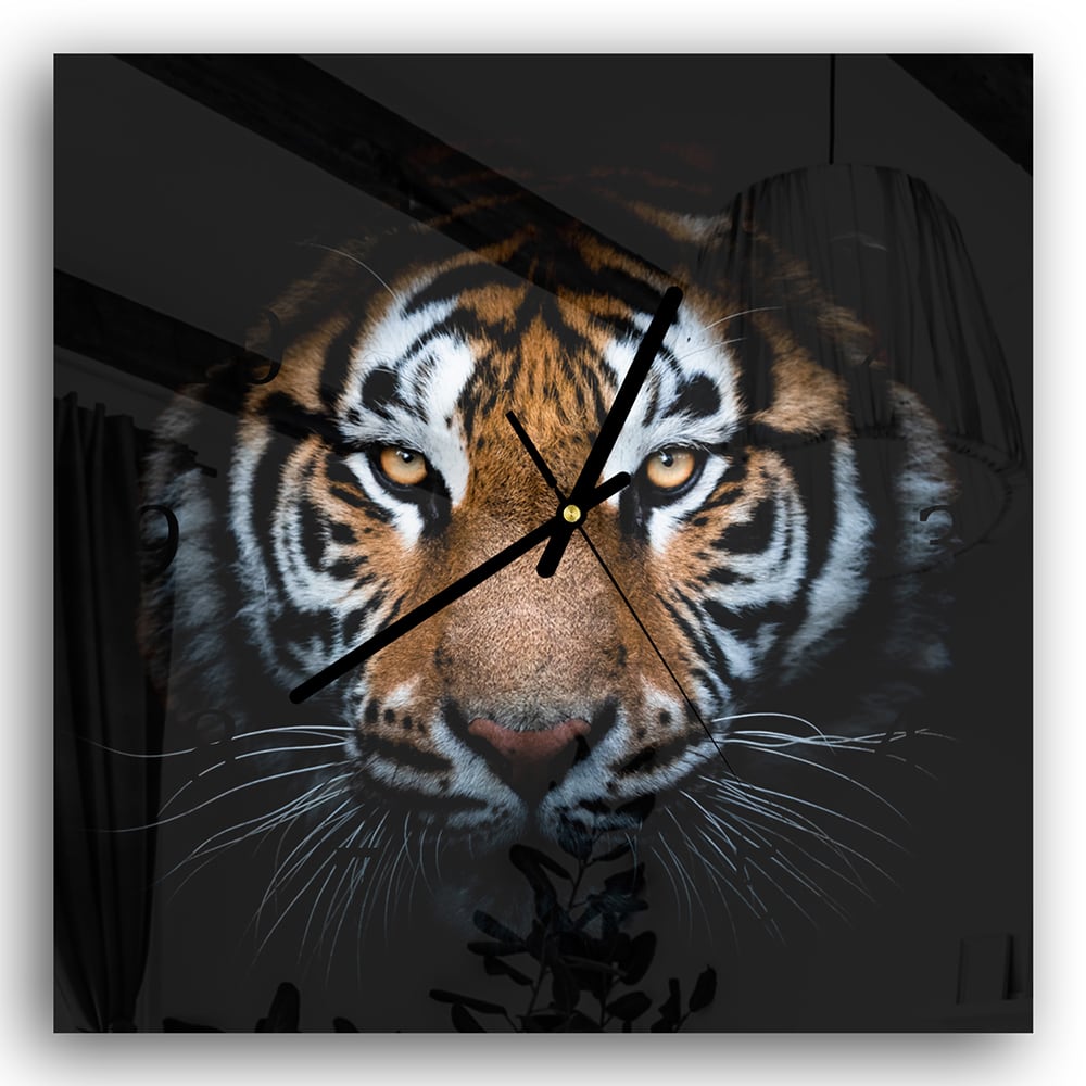 Wanduhr 30x30 - Tiger-Porträt
