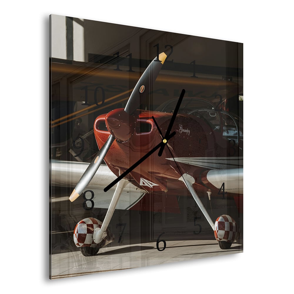 Wanduhr 30x30 - Sportflugzeug