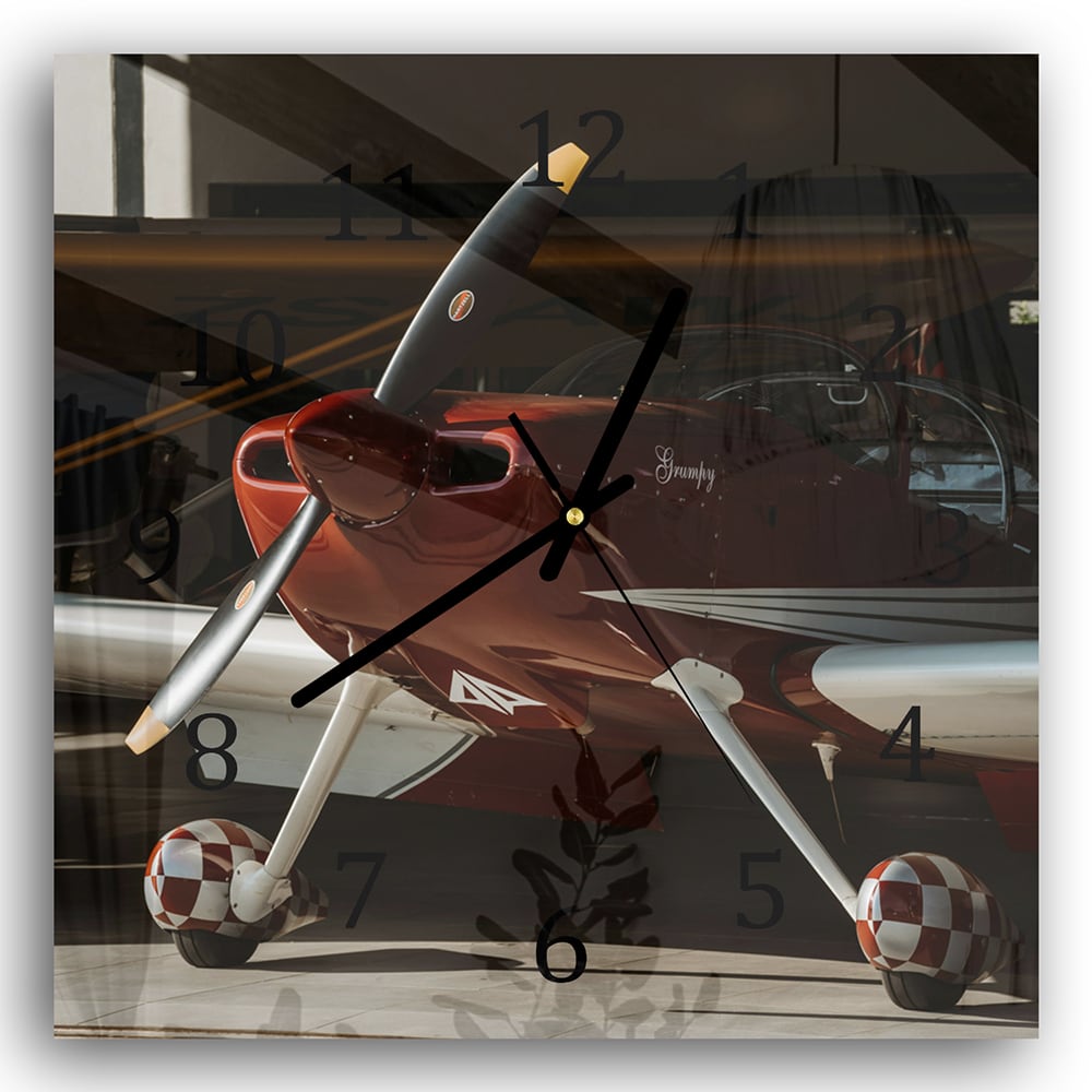 Wanduhr 30x30 - Sportflugzeug