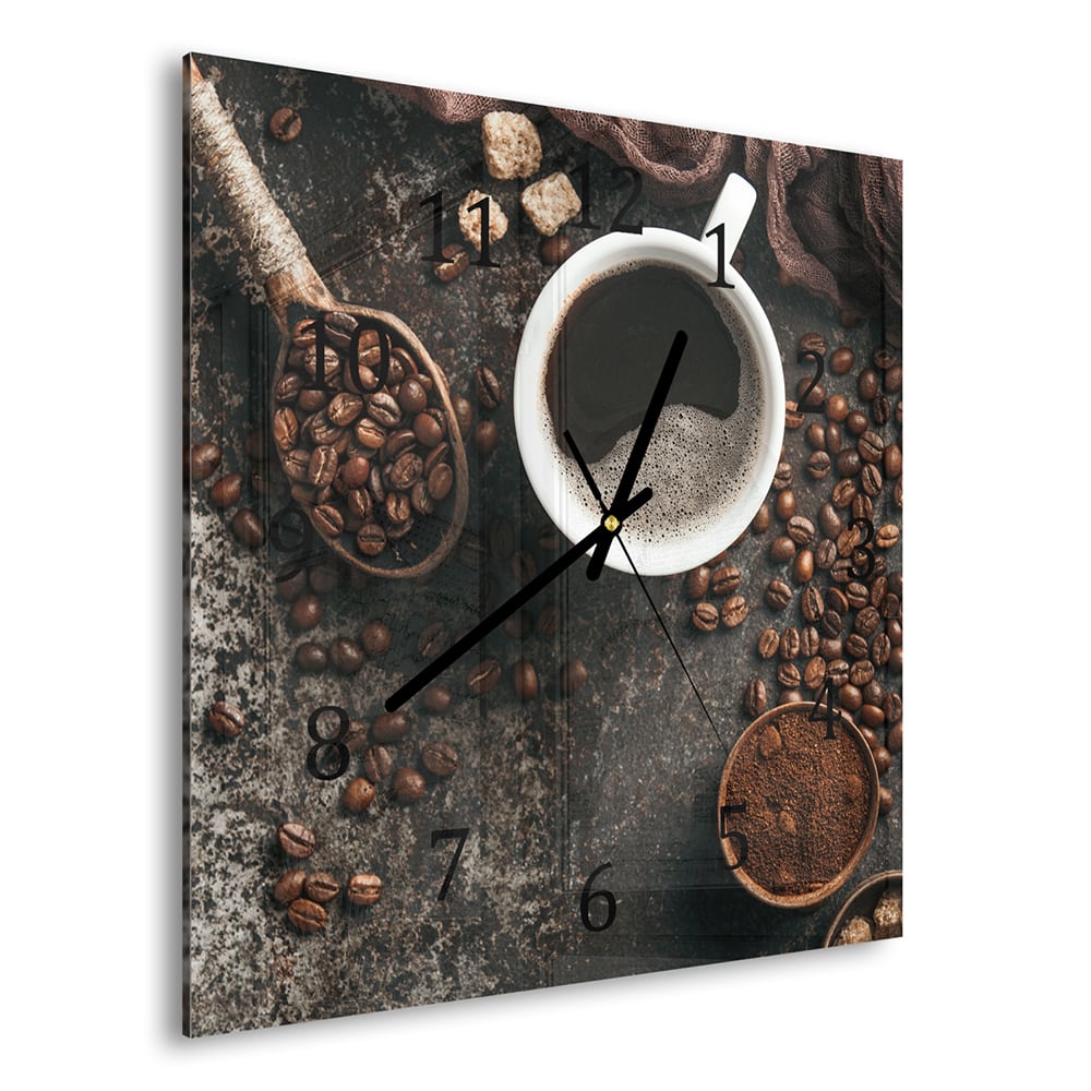 Wanduhr 30x30 - Kaffee und Bohnen