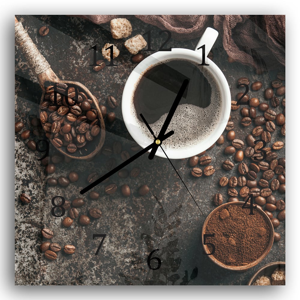 Wanduhr 30x30 - Kaffee und Bohnen